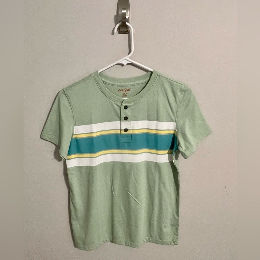 Boys Green Striped T-Shirt Perfect for School or Nicer Events